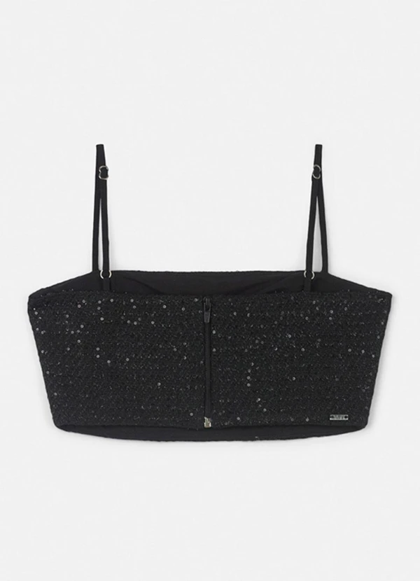 Authoria - Top de Tweed Preto com Paetê Preto 2