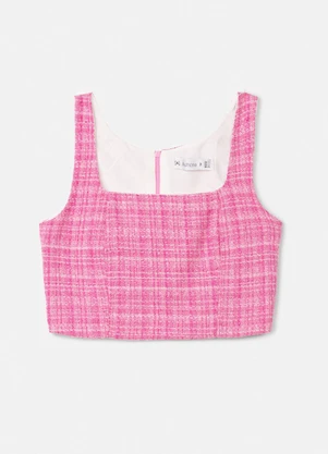 Authoria - Top de Tweed Rosa Xadrez Rosa - AUTHORIA