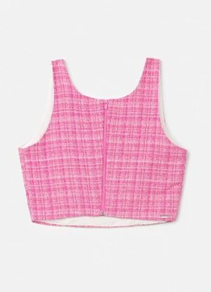 Authoria - Top de Tweed Rosa Xadrez Rosa - AUTHORIA