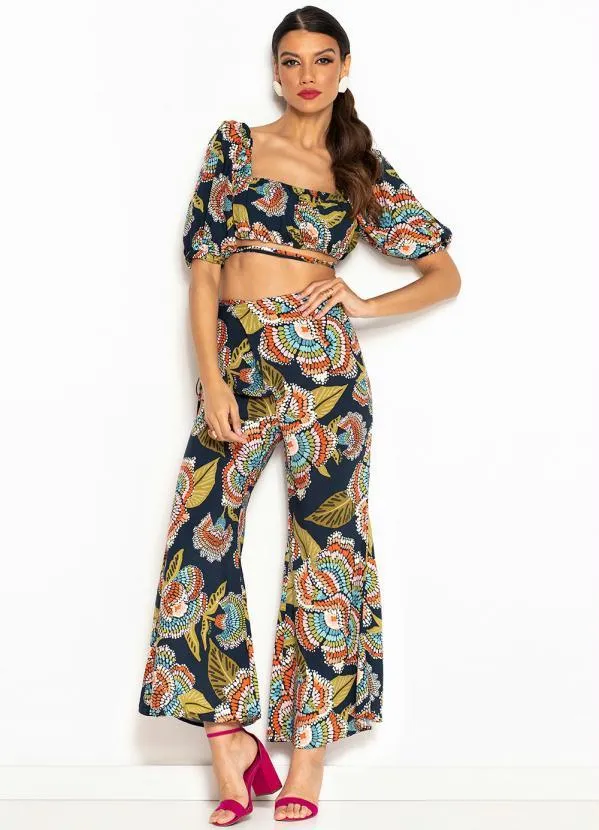 Farm - Top de Viscose Floral Espectro Azul 3