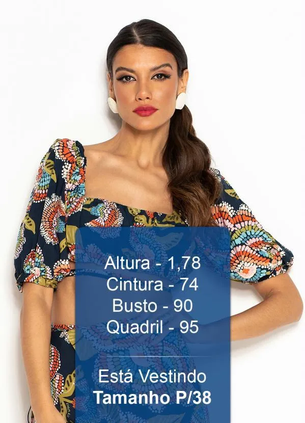 Farm - Top de Viscose Floral Espectro Azul 5