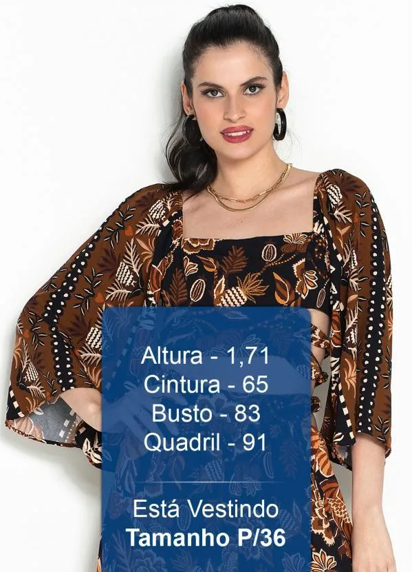 Farm - Top de Viscose Manga Jardim de Outono Marrom 5