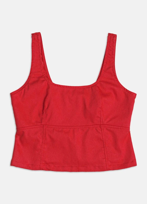 Authoria - Top Denim com Recortes  Rosa