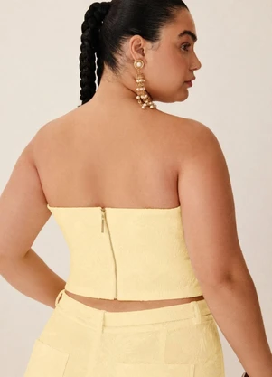 Elegance - Top Diamond Jacquard com Fivela Amarelo Manteiga - ELEGANCE