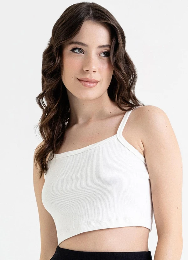 Just Basic - Top em Ribana Básico Off White