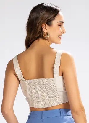 Hering - Top em Tecido Plano Off White - HERING
