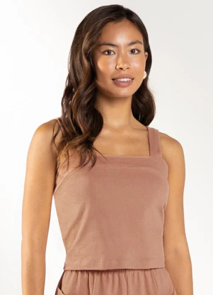 Marialícia - Top Feminino Alcas Marrom - MARIALÍCIA