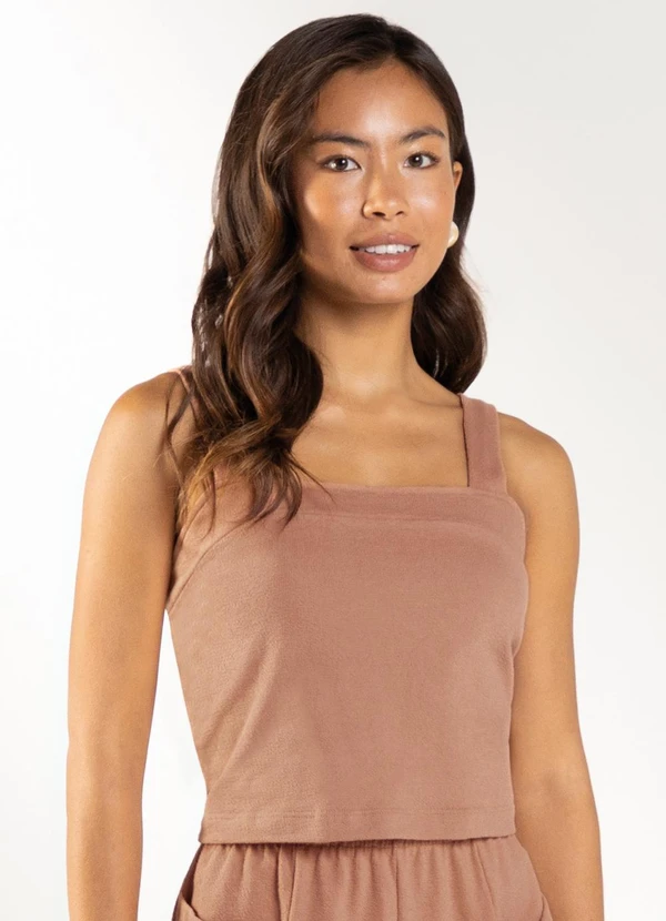 Marialícia - Top Feminino Alcas Marrom