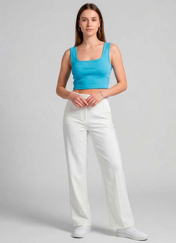 Infinita Cor - Top Feminino com Decote Quadrado Azul 3