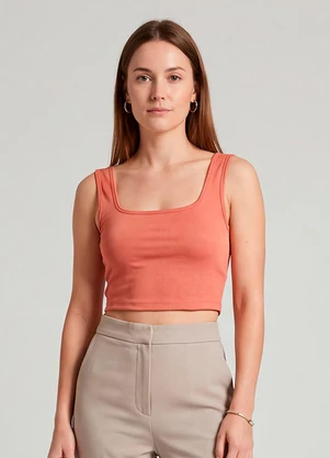 Infinita Cor - Top Feminino com Decote Quadrado Laranja - INFINITA COR