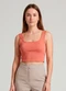 Infinita Cor - Top Feminino com Decote Quadrado Azul - variação: Laranja