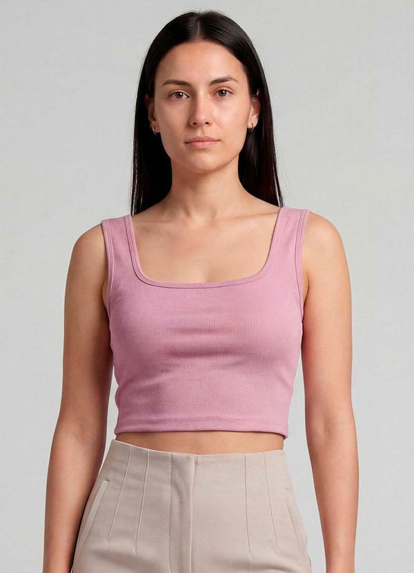 Infinita Cor - Top Feminino com Decote Quadrado Rosa