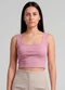 Infinita Cor - Top Feminino com Decote Quadrado Azul - variação: Rosa