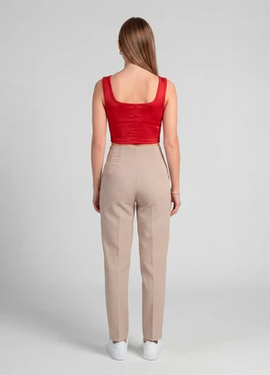 Infinita Cor - Top Feminino com Decote Quadrado Vermelho - INFINITA COR