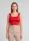 Infinita Cor - Top Feminino com Decote Quadrado Azul - variação: Vermelho