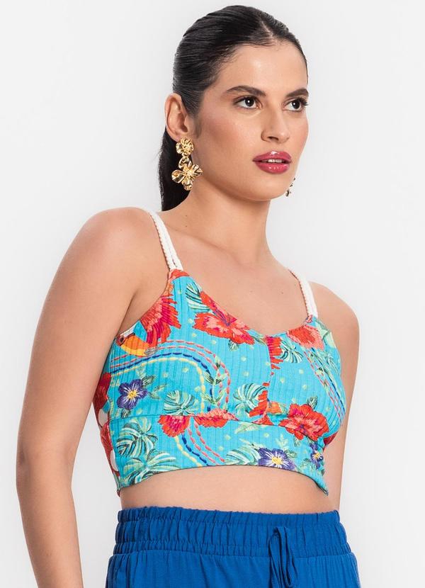 Endless - Top Feminino em Ribana Canelada Azul
