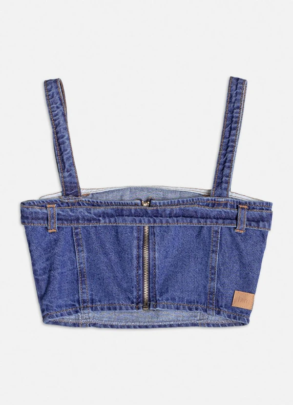 Authoria - Top Jeans com Fivela Azul 2