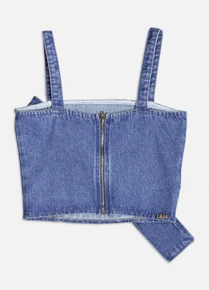 Authoria - Top Jeans com Laço Azul - AUTHORIA