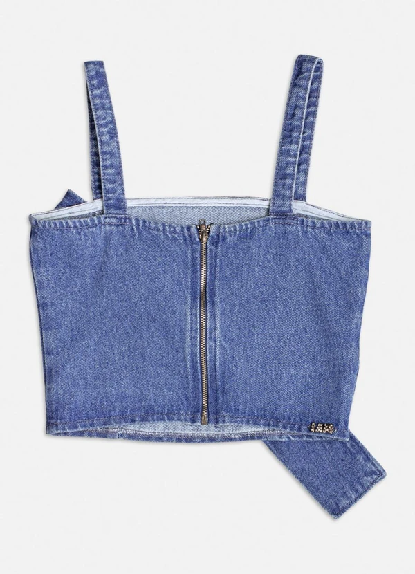 Authoria - Top Jeans com Laço Azul 2