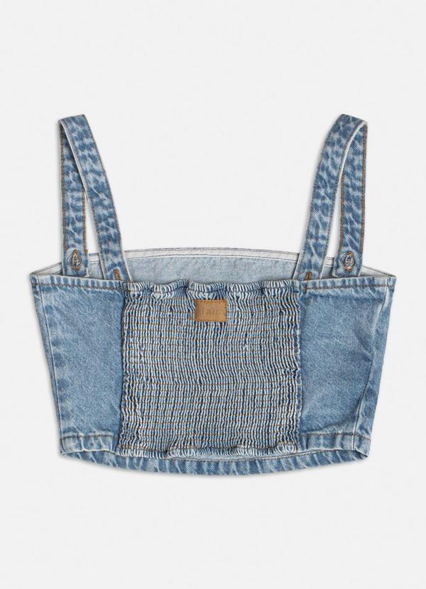 Authoria - Top Jeans com Pedrarias Azul 2