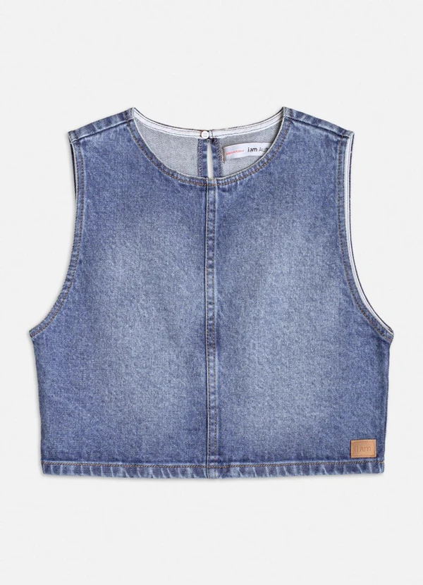 Authoria - Top Jeans com Recortes Azul 1