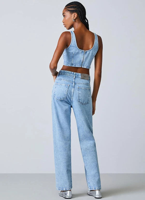 Authoria - Top Jeans com Strass Azul 4
