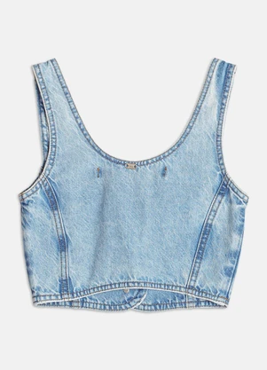 Authoria - Top Jeans com Strass  Azul - AUTHORIA