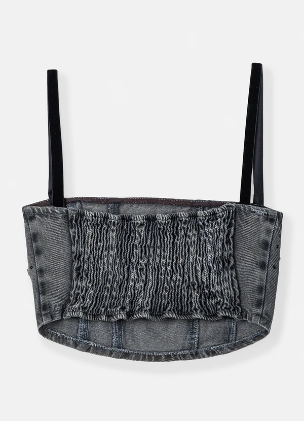 Authoria - Top Jeans Preto com Pedrarias Preto 6