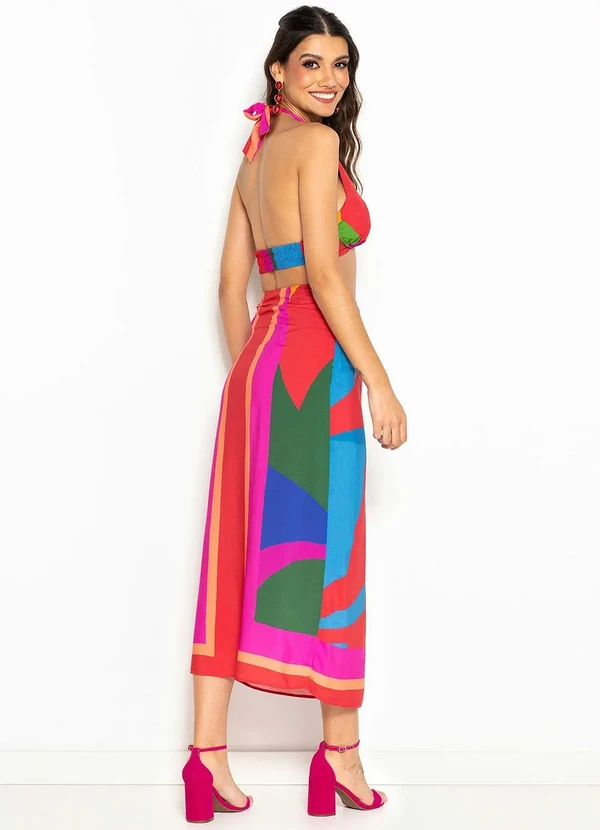 Farm - Top Lenço de Viscose Costela de Cor Rosa 4