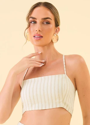 Angel - Top Linho Lurex Bege - ANGEL