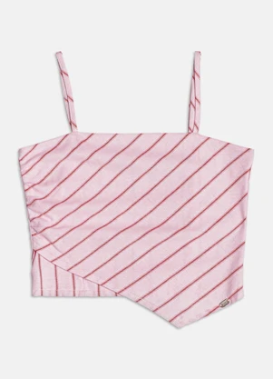 Authoria - Top Listrado com Frente Assimétrica  Rosa - AUTHORIA