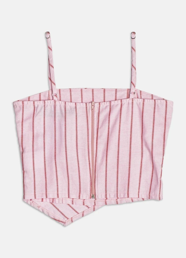 Authoria - Top Listrado com Frente Assimétrica  Rosa 2