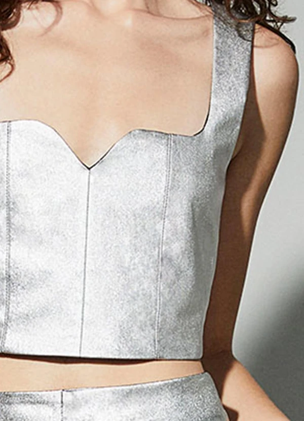 Authoria - Top Metalizado com Recortes Prata 5