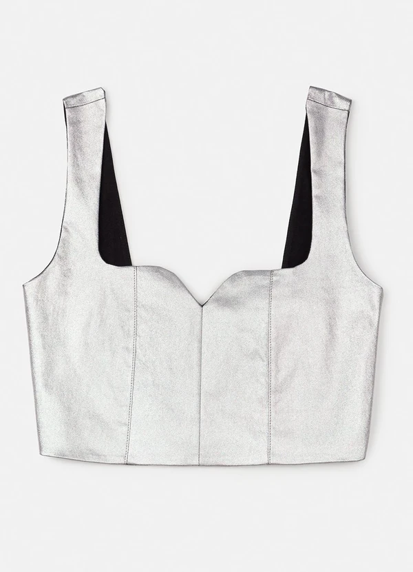 Authoria - Top Metalizado com Recortes Prata 6