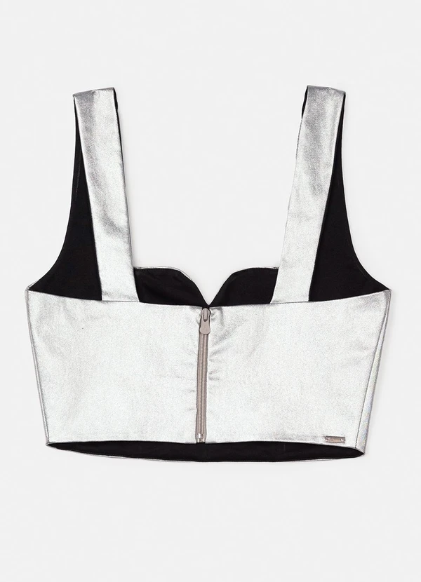 Authoria - Top Metalizado com Recortes Prata 7