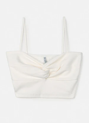 Authoria - Top Off White de Ribana com Nó Off White - AUTHORIA