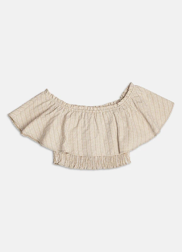 Authoria - Top Ombro a Ombro Anarrugado Bege 1