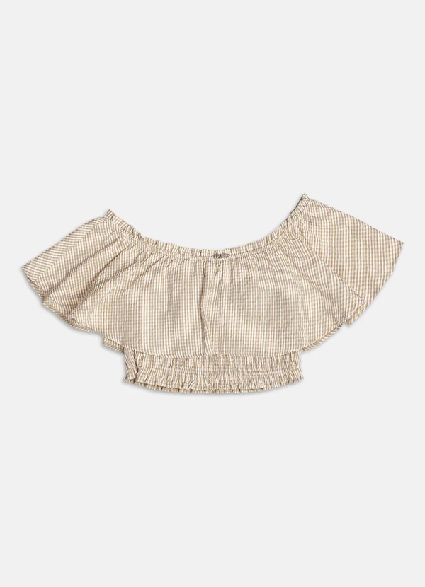 Authoria - Top Ombro a Ombro Anarrugado Bege 2