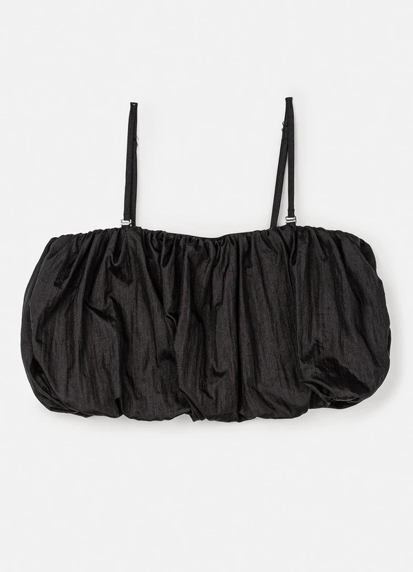 Authoria - Top Preto Balonê de Tafetá Preto 5