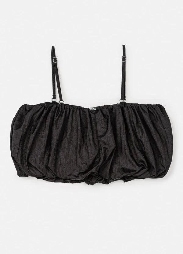 Authoria - Top Preto Balonê de Tafetá Preto 6