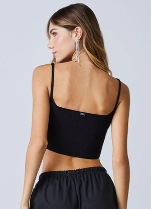 Authoria - Top Preto de Tricot com Strass Preto - AUTHORIA