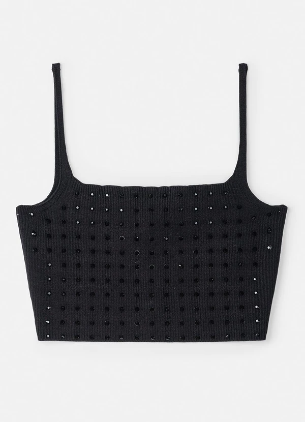 Authoria - Top Preto de Tricot com Strass Preto 5