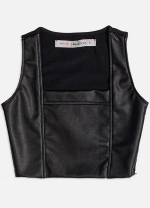 Authoria - Top Preto Fake Leather Preto - AUTHORIA