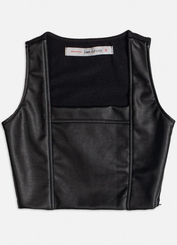 Authoria - Top Preto Fake Leather Preto