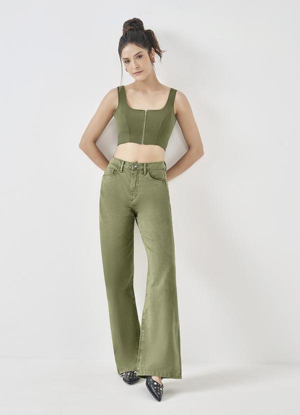 Sofie - Top Regata em Alfaiataria Comfy com Zíper Verde