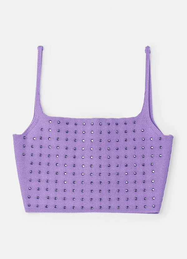 Authoria - Top Roxo de Tricot com Strass Roxo 5