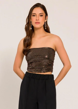 Sofie - Top sem Alças com Brilho Preto - SOFIE