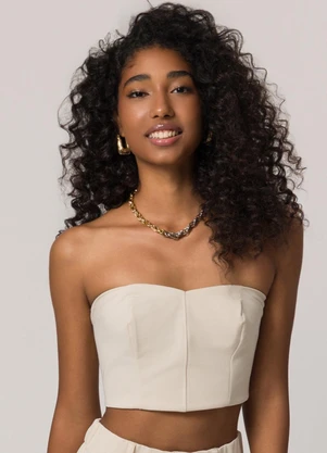 Sofie - Top sem Alças em Alfaiataria Comfy Branco - SOFIE
