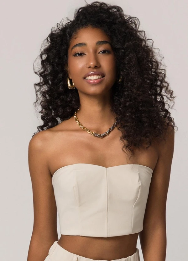Sofie - Top sem Alças em Alfaiataria Comfy Branco