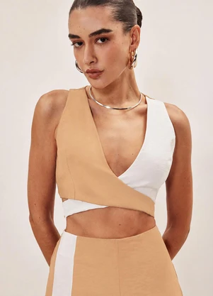 Elegance - Top Transpassado Bicolor Nude Rami c/ Off White - ELEGANCE